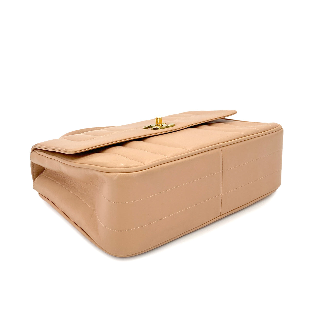 CHANEL VINTAGE MADEMOISELLE HAND BAG BEIGE LAMB SKIN 90243420
