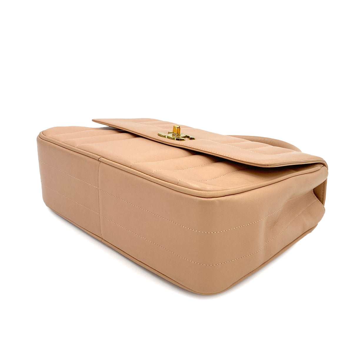 CHANEL VINTAGE MADEMOISELLE HAND BAG BEIGE LAMB SKIN 90243420