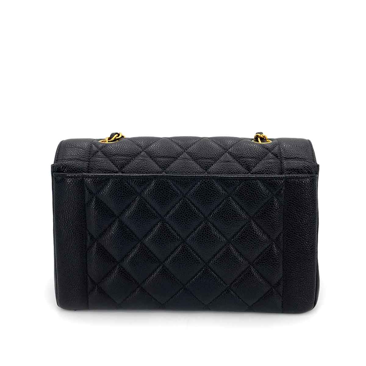 CHANEL VINTAGE MATELASSE CHAIN SHOULDER BAG BLACK CAVIAR SKIN 90243424