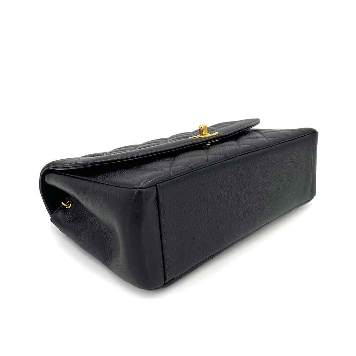 CHANEL VINTAGE MATELASSE CHAIN SHOULDER BAG BLACK CAVIAR SKIN 90243424