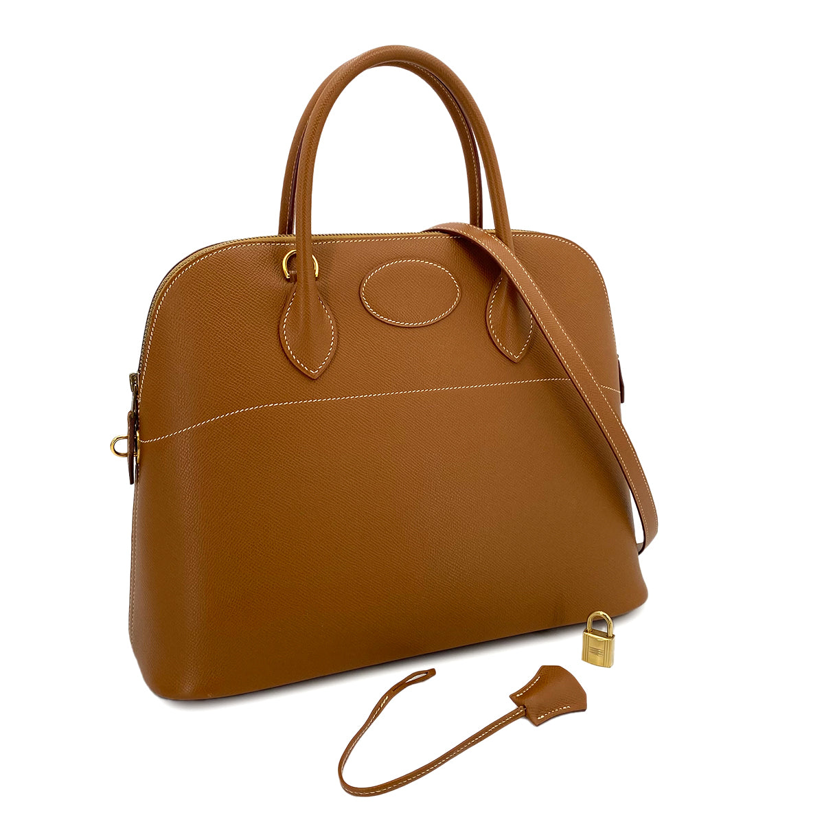 HERMES BOLIDE 35 GOLD COUCHEVEL HAND BAG □F 90243428