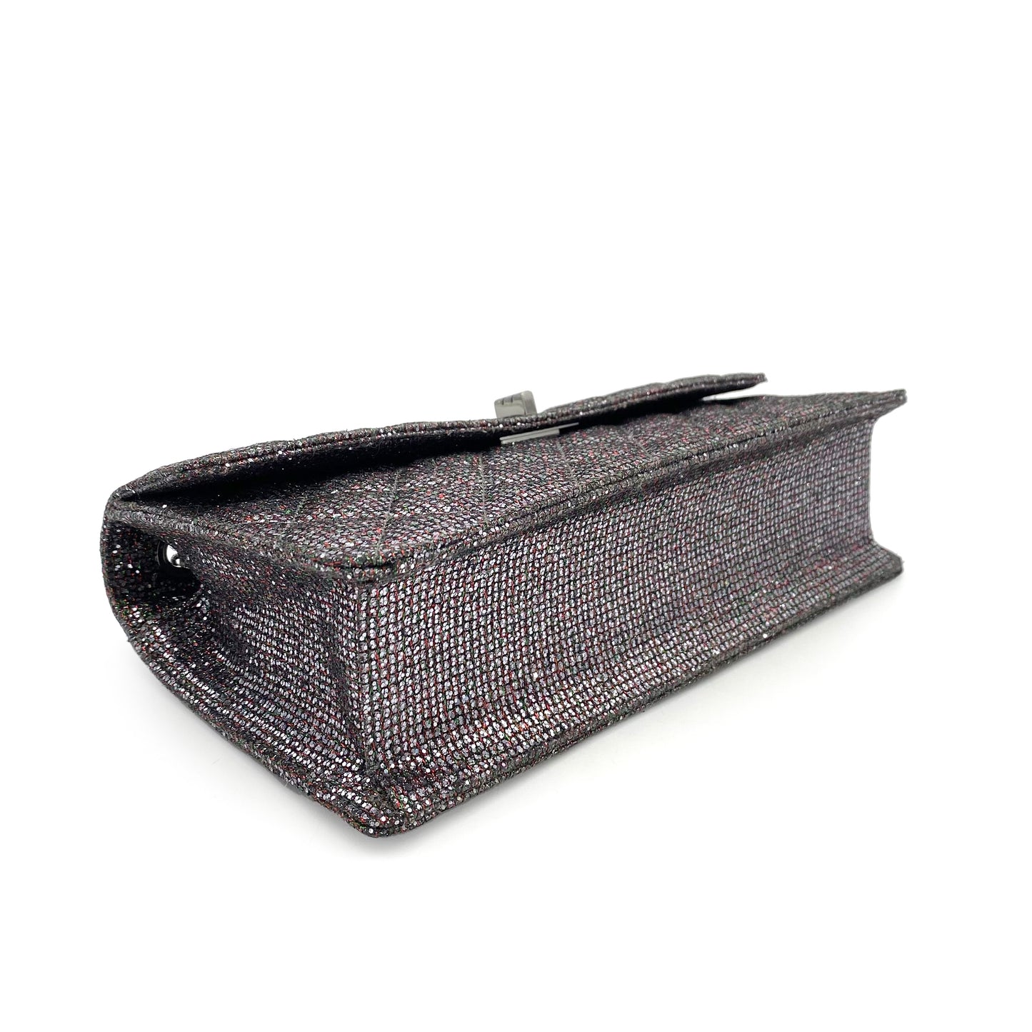 CHANEL 2.55 CHAIN SHOULDER BAG SILVER GLITTER SEQUINS 90243434