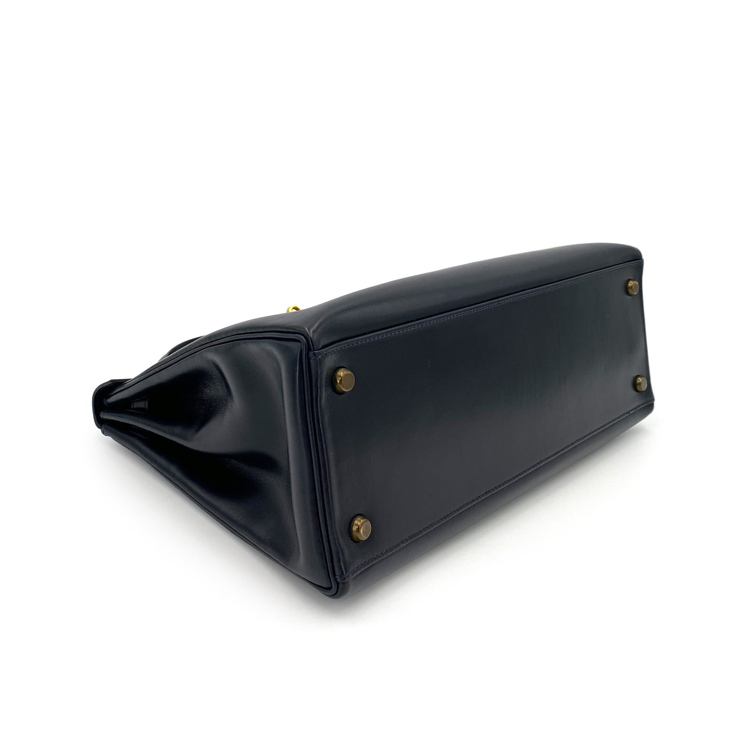 HERMES KELLY 32 RETOURNE NAVY BOXCALF HAND SHOULDER BAG 〇H 90243547