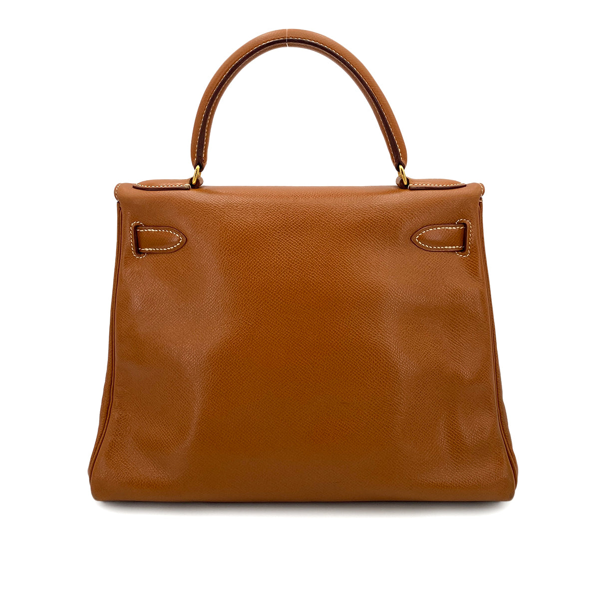 HERMES KELLY 28 RETOURNE GOLD COUCHEVEL HAND SHOULDER BAG 〇U 90243549