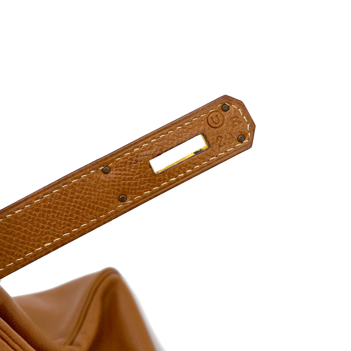HERMES KELLY 28 RETOURNE GOLD COUCHEVEL HAND SHOULDER BAG 〇U 90243549