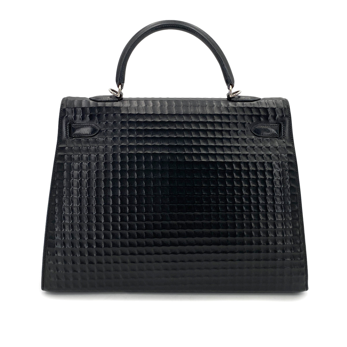 HERMES KELLY 35 WAFFLE BLACK DEUTCH HAND SHOULDER BAG □H 90243550