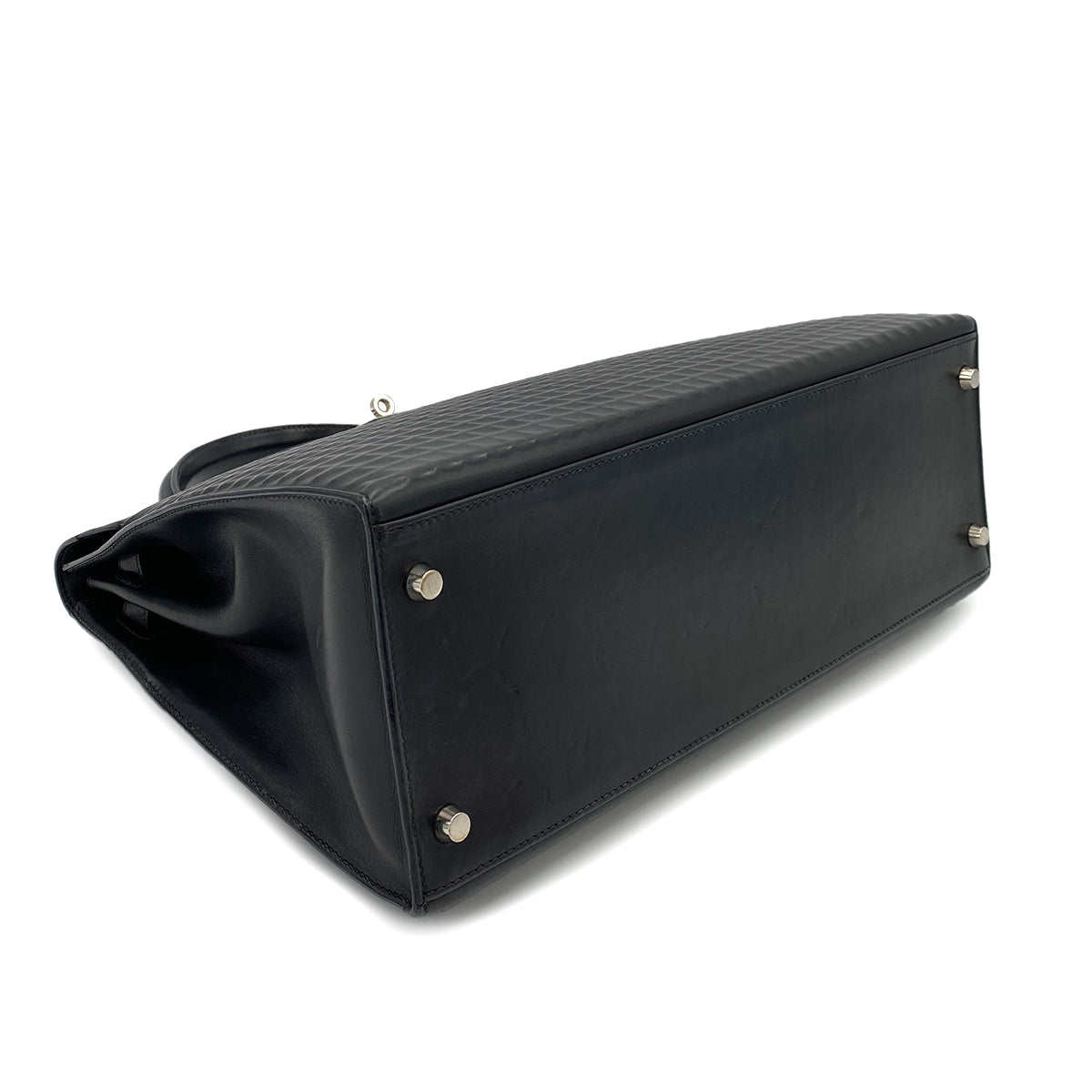 HERMES KELLY 35 WAFFLE BLACK DEUTCH HAND SHOULDER BAG □H 90243550