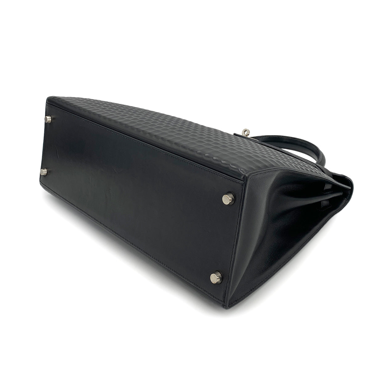 HERMES KELLY 35 WAFFLE BLACK DEUTCH HAND SHOULDER BAG □H 90243550
