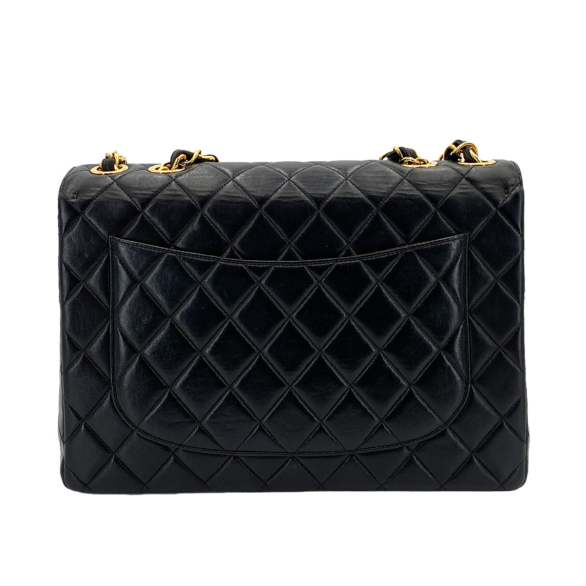 CHANEL VINTAGE JUMBO MATELASSE 30 CHAIN SHOULDER BAG BLACK LAMB SKIN 90243552