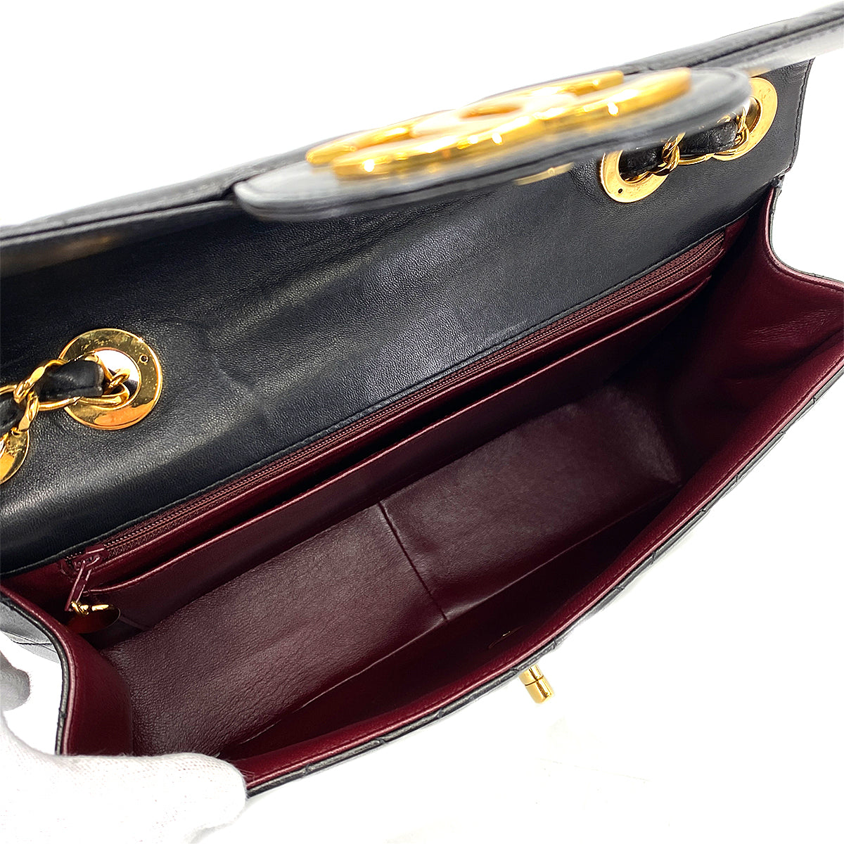 CHANEL VINTAGE JUMBO MATELASSE 30 CHAIN SHOULDER BAG BLACK LAMB SKIN 90243552
