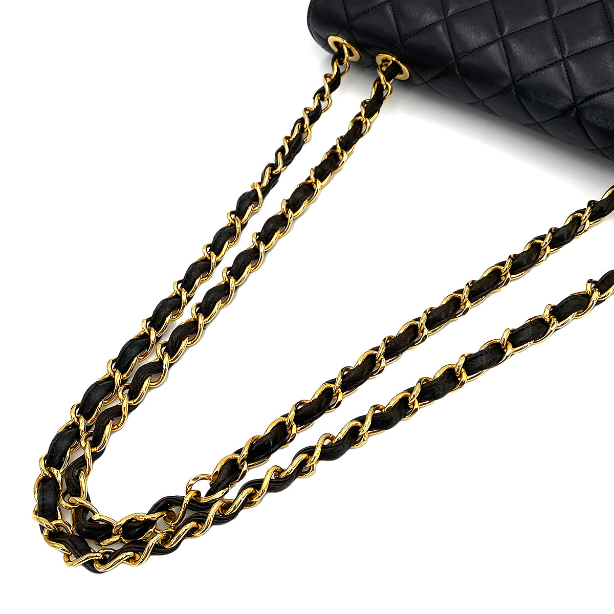 CHANEL VINTAGE JUMBO MATELASSE 30 CHAIN SHOULDER BAG BLACK LAMB SKIN 90243552