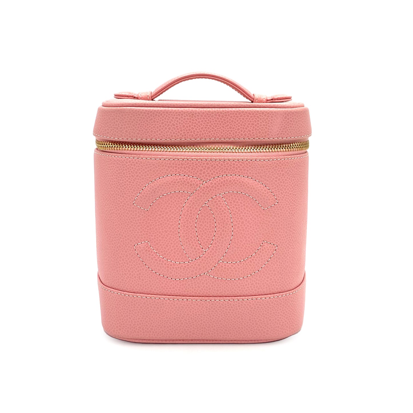 CHANEL VINTAGE VANITY HAND BAG PINK CAVIAR SKIN 90243553