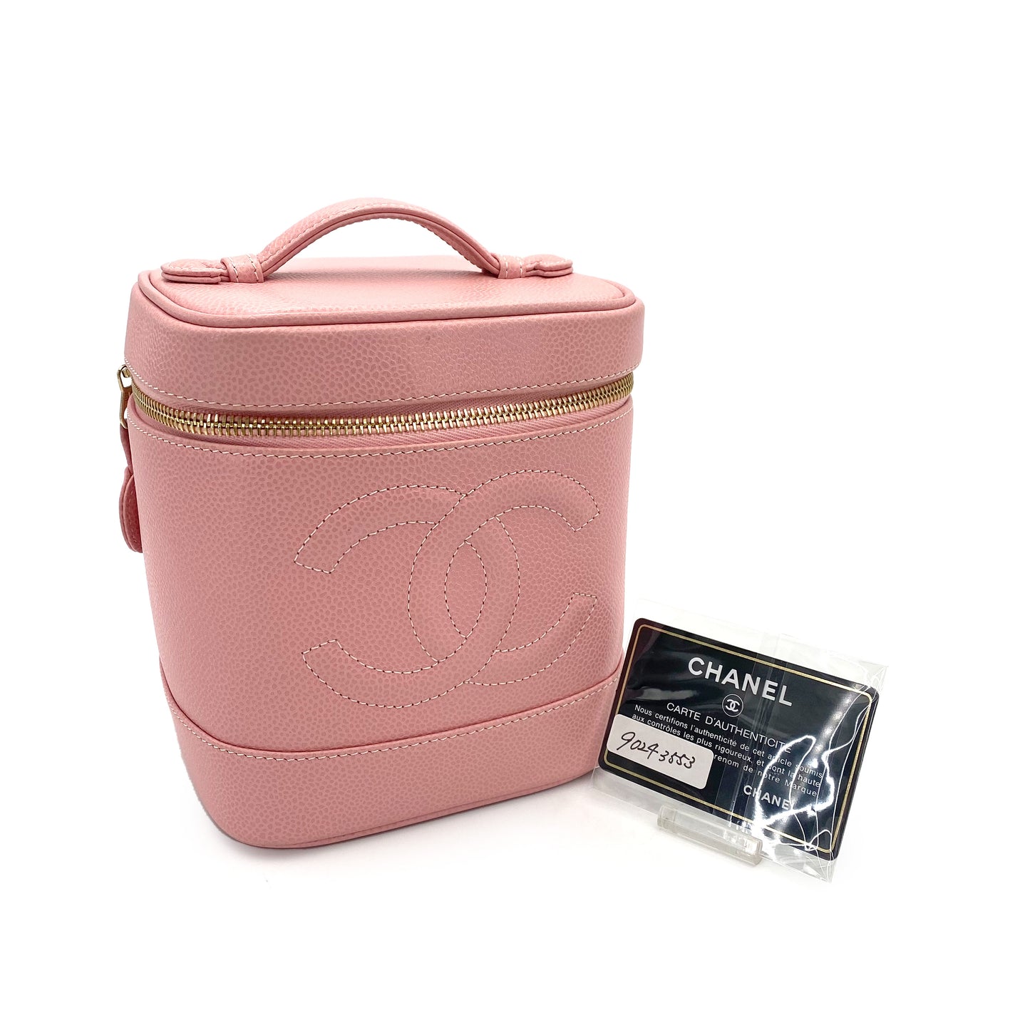 CHANEL VINTAGE VANITY HAND BAG PINK CAVIAR SKIN 90243553