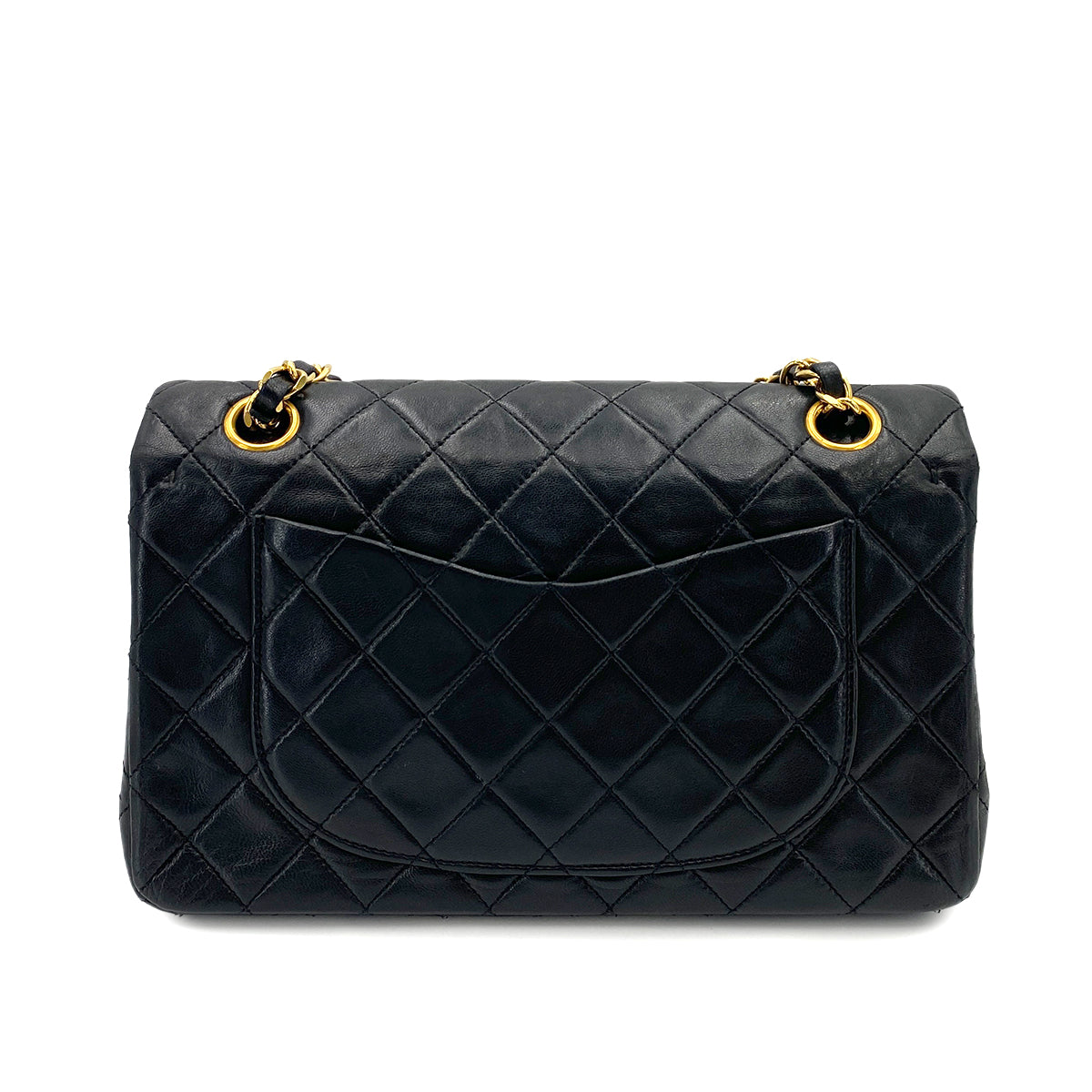 CHANEL VINTAGE CLASSIC FLAP SMALL CHAIN SHOULDER BAG BLACK LAMB SKIN 90243555