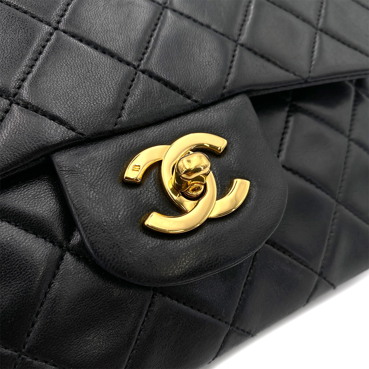 CHANEL VINTAGE CLASSIC FLAP SMALL CHAIN SHOULDER BAG BLACK LAMB SKIN 90243555