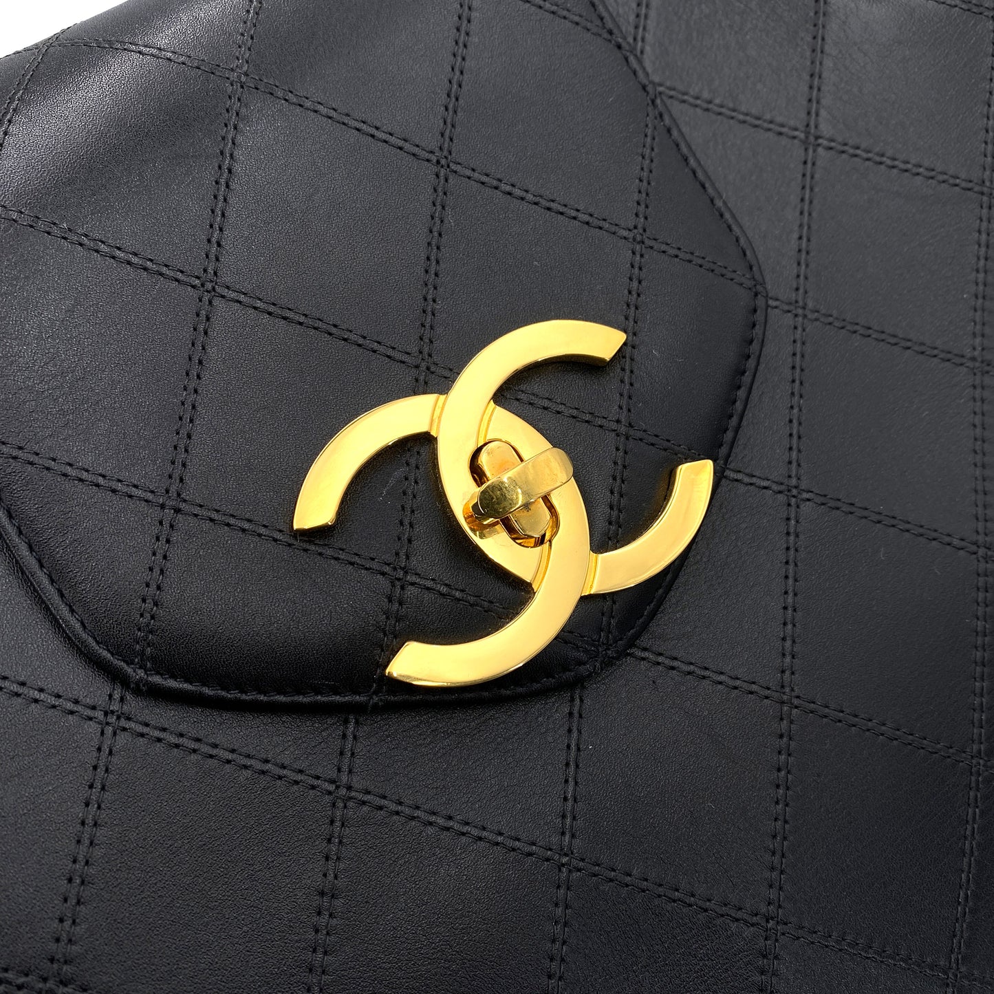 CHANEL VINTAGE SUPER MODEL BICOLORE CHAIN TOTE BAG BLACK LAMB SKIN 90243559