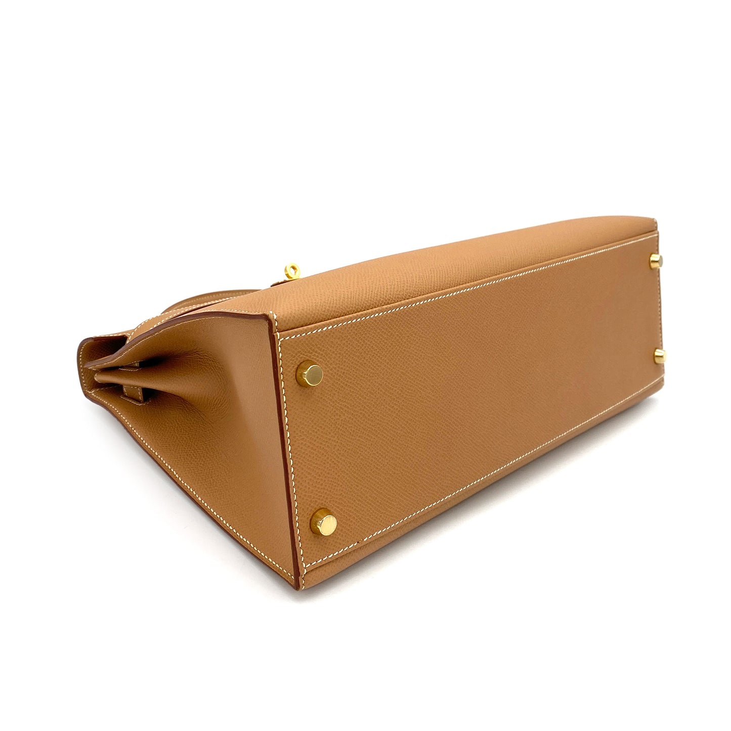 HERMES KELLY 32 SELLIER NATURAL COUCHVEL HAND SHOULDER BAG □C 90243814