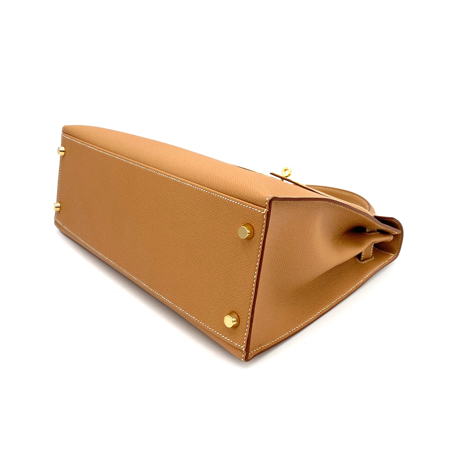 HERMES KELLY 32 SELLIER NATURAL COUCHVEL HAND SHOULDER BAG □C 90243814