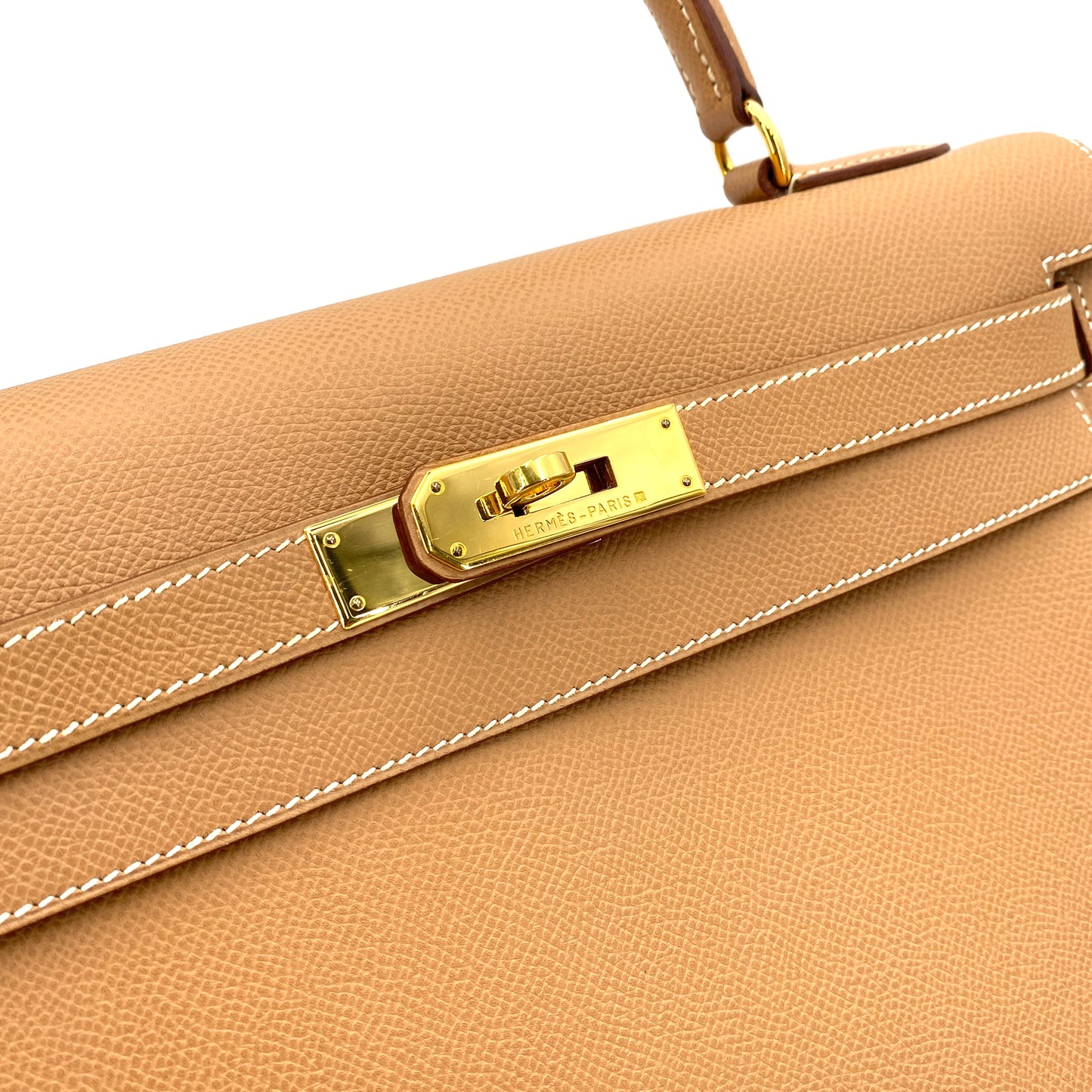 HERMES KELLY 32 SELLIER NATURAL COUCHVEL HAND SHOULDER BAG □C 90243814