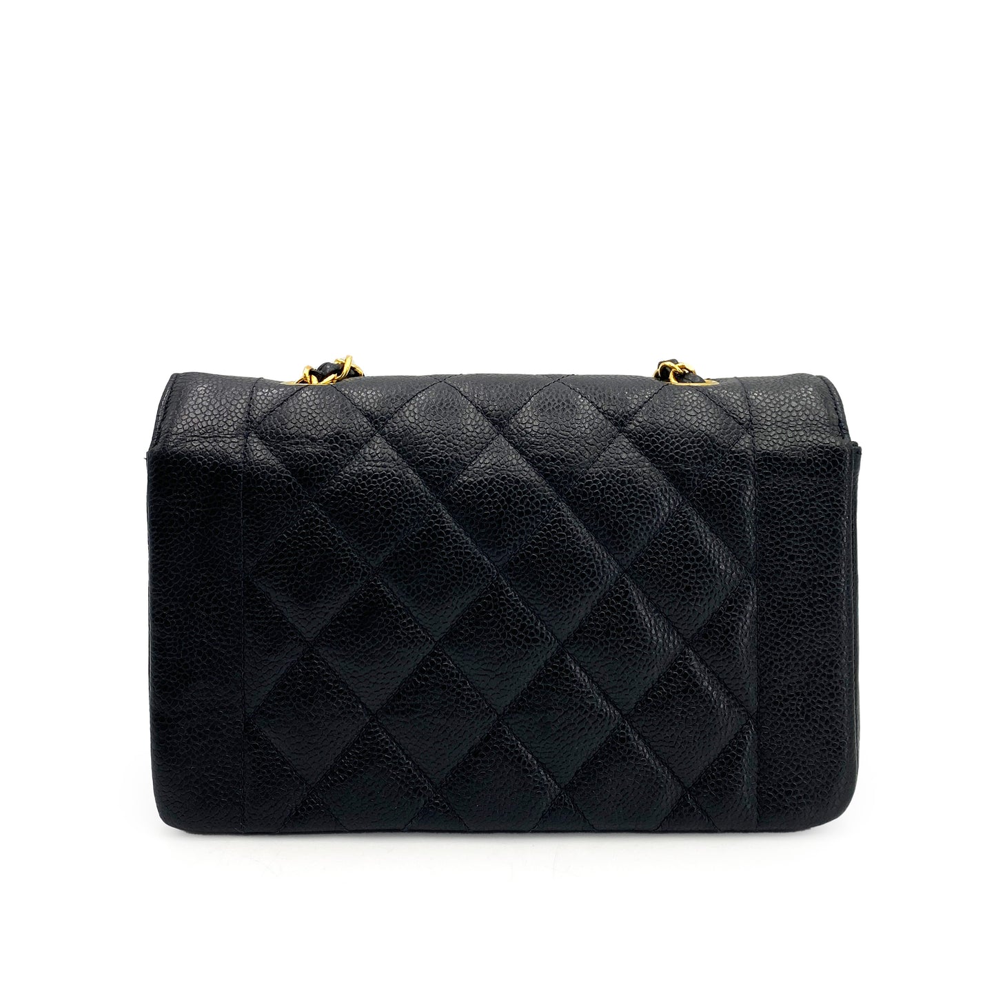 CHANEL VINTAGE DIANA SMALL CHAIN SHOULDER BAG BLACK CAVIAR SKIN 90243815