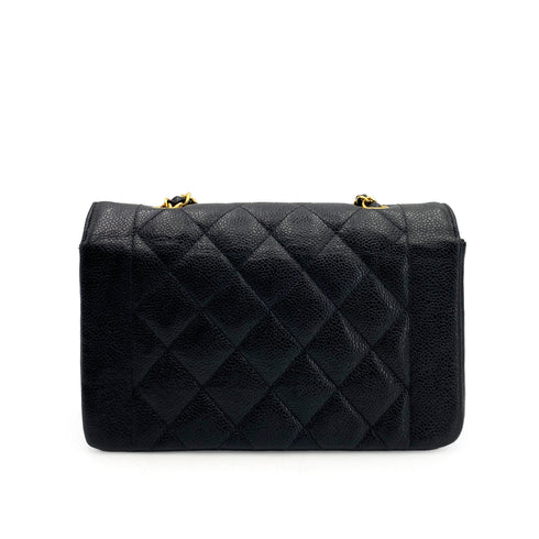 CHANEL VINTAGE DIANA SMALL CHAIN SHOULDER BAG BLACK CAVIAR SKIN 90243815 - PURPOSE