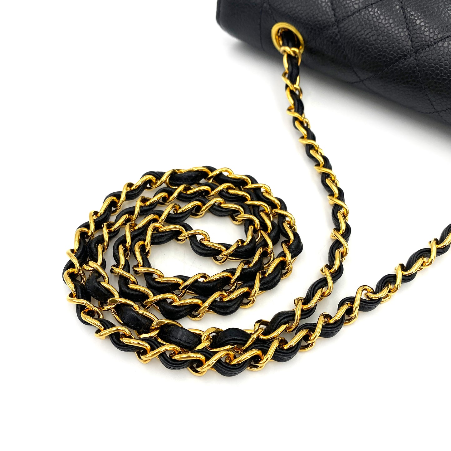 CHANEL VINTAGE DIANA SMALL CHAIN SHOULDER BAG BLACK CAVIAR SKIN 90243815