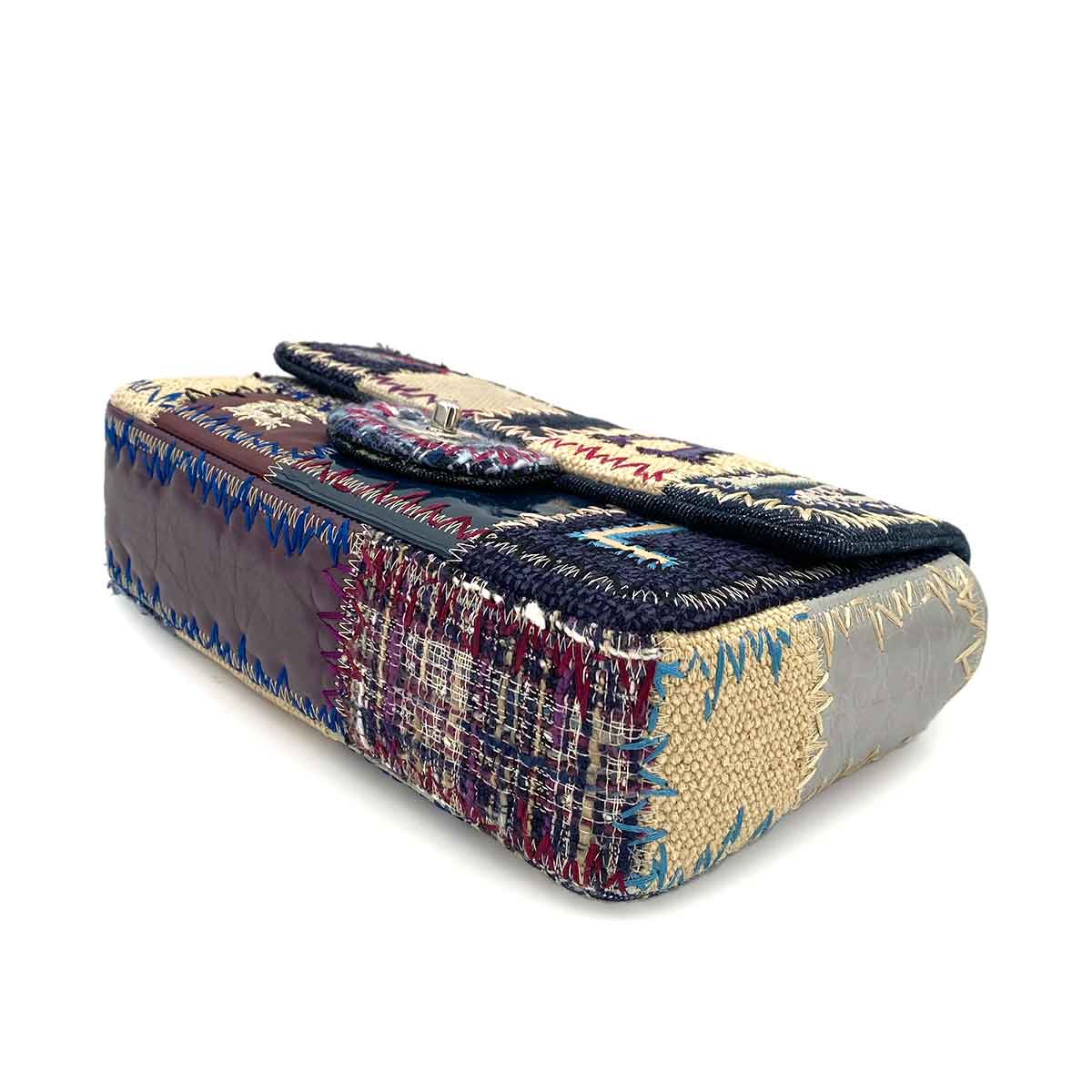 CHANEL CHAIN SHOULDER BAG PATCHWORK MULTICOLOR CANVAS LEATHER 90243816
