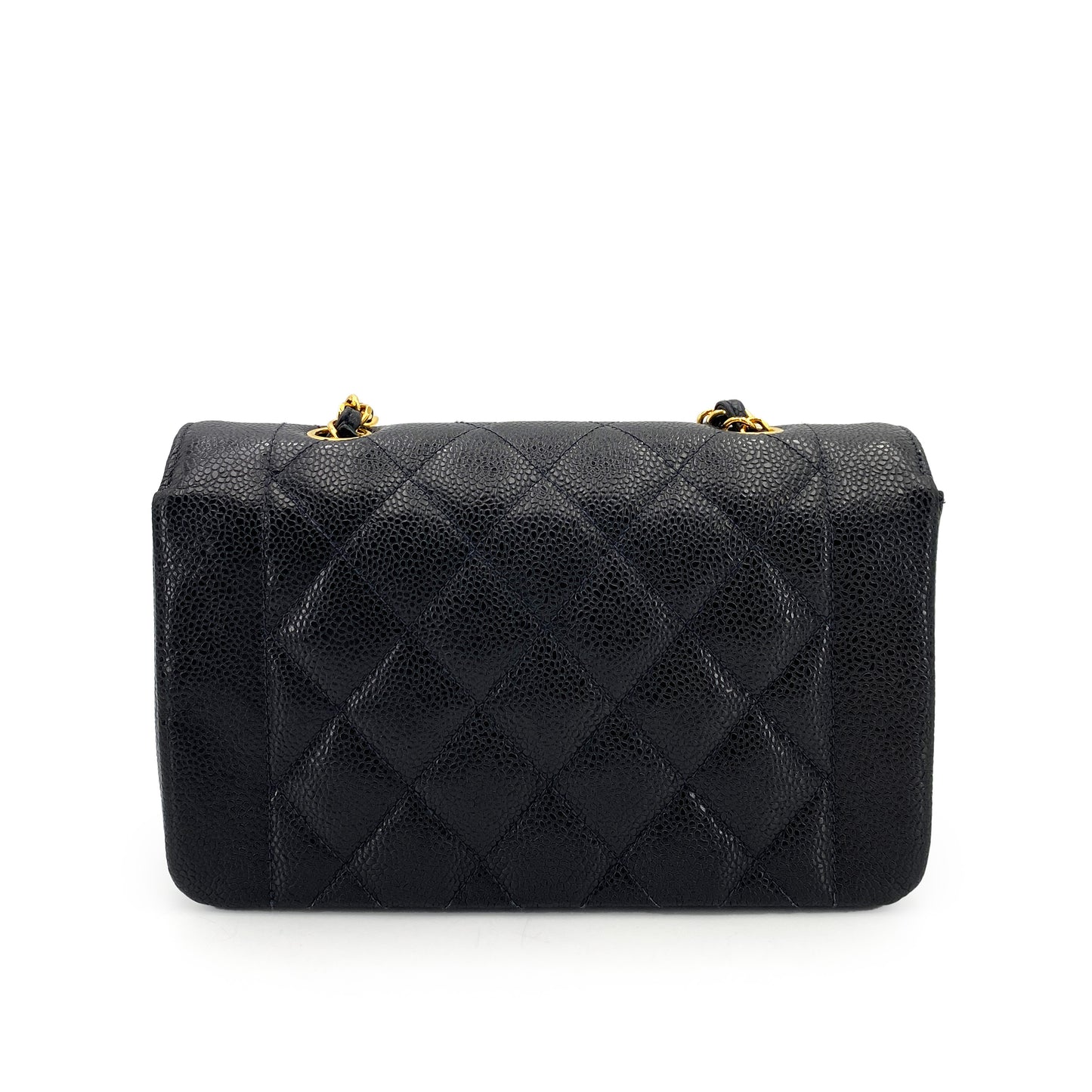 CHANEL VINTAGE DIANA SMALL CHAIN SHOULDER BAG BLACK CAVIAR SKIN 90243819