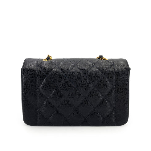 CHANEL VINTAGE DIANA SMALL CHAIN SHOULDER BAG BLACK CAVIAR SKIN 90243819 - PURPOSE