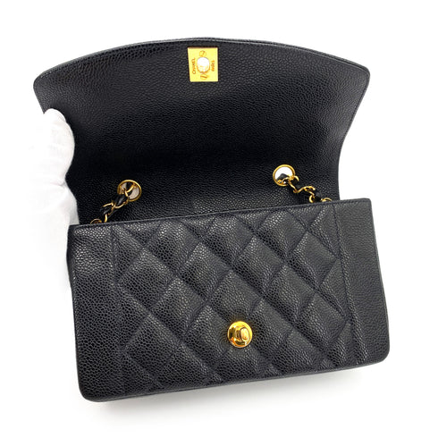 CHANEL VINTAGE DIANA SMALL CHAIN SHOULDER BAG BLACK CAVIAR SKIN 90243819 - PURPOSE