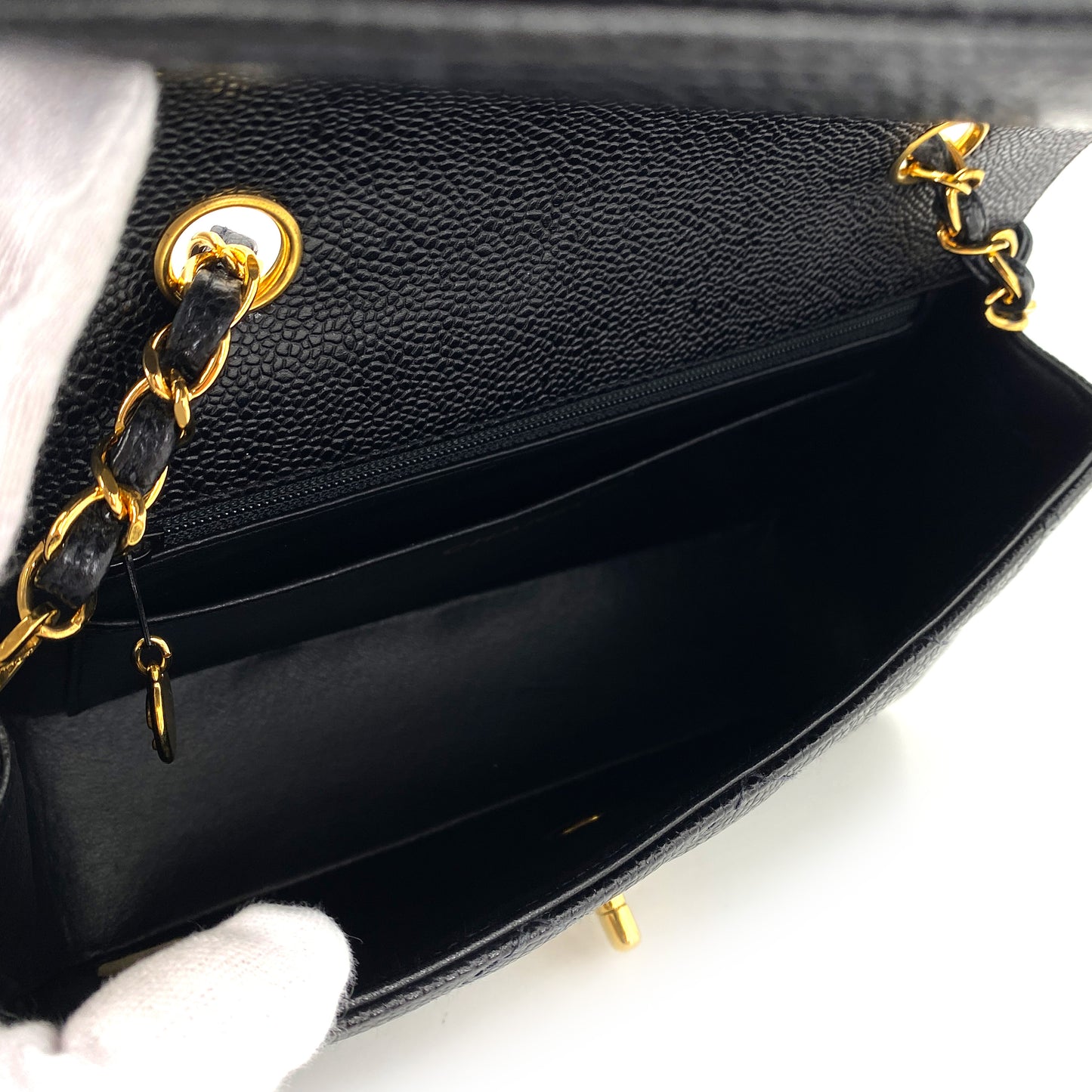 CHANEL VINTAGE DIANA SMALL CHAIN SHOULDER BAG BLACK CAVIAR SKIN 90243819