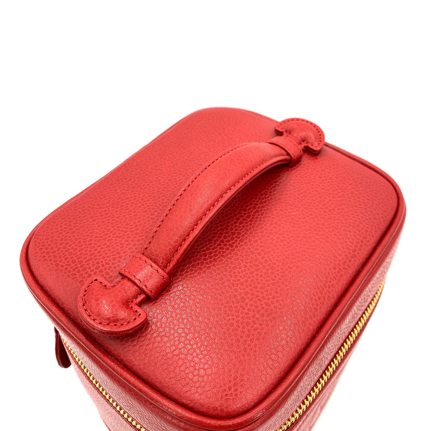 CHANEL VINTAGE VANITY HAND BAG RED CAVIAR SKIN 90243821
