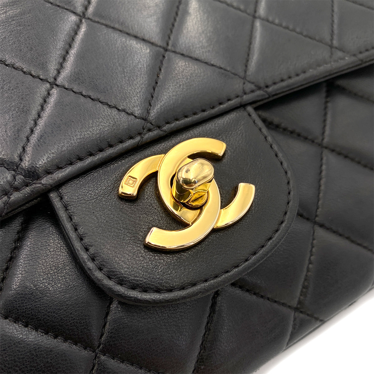 CHANEL VINTAGE PARENT-CHILD BAG PARENTS ONLY BLACK LAMB SKIN 90243822