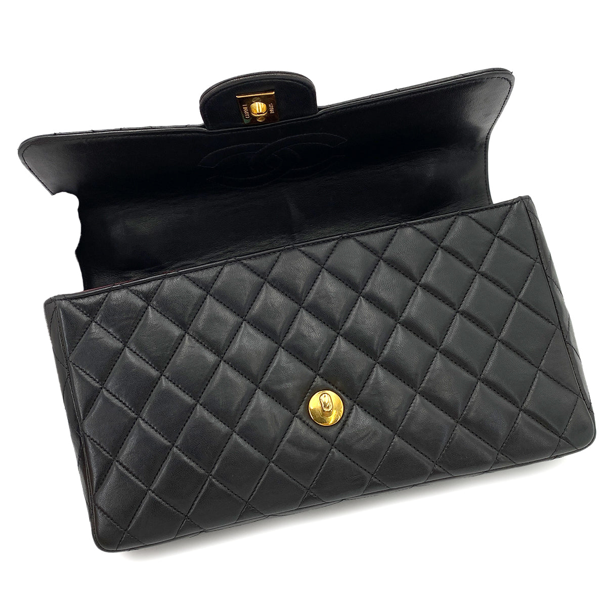 CHANEL VINTAGE PARENT-CHILD BAG PARENTS ONLY BLACK LAMB SKIN 90243822