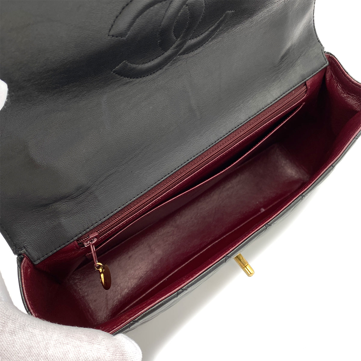 CHANEL VINTAGE PARENT-CHILD BAG PARENTS ONLY BLACK LAMB SKIN 90243822