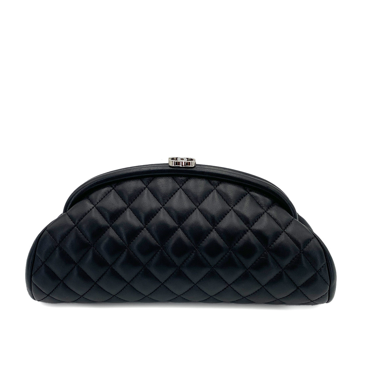 CHANEL VINTAGE CLUTCH BAG BLACK LAMB SKIN 90243886