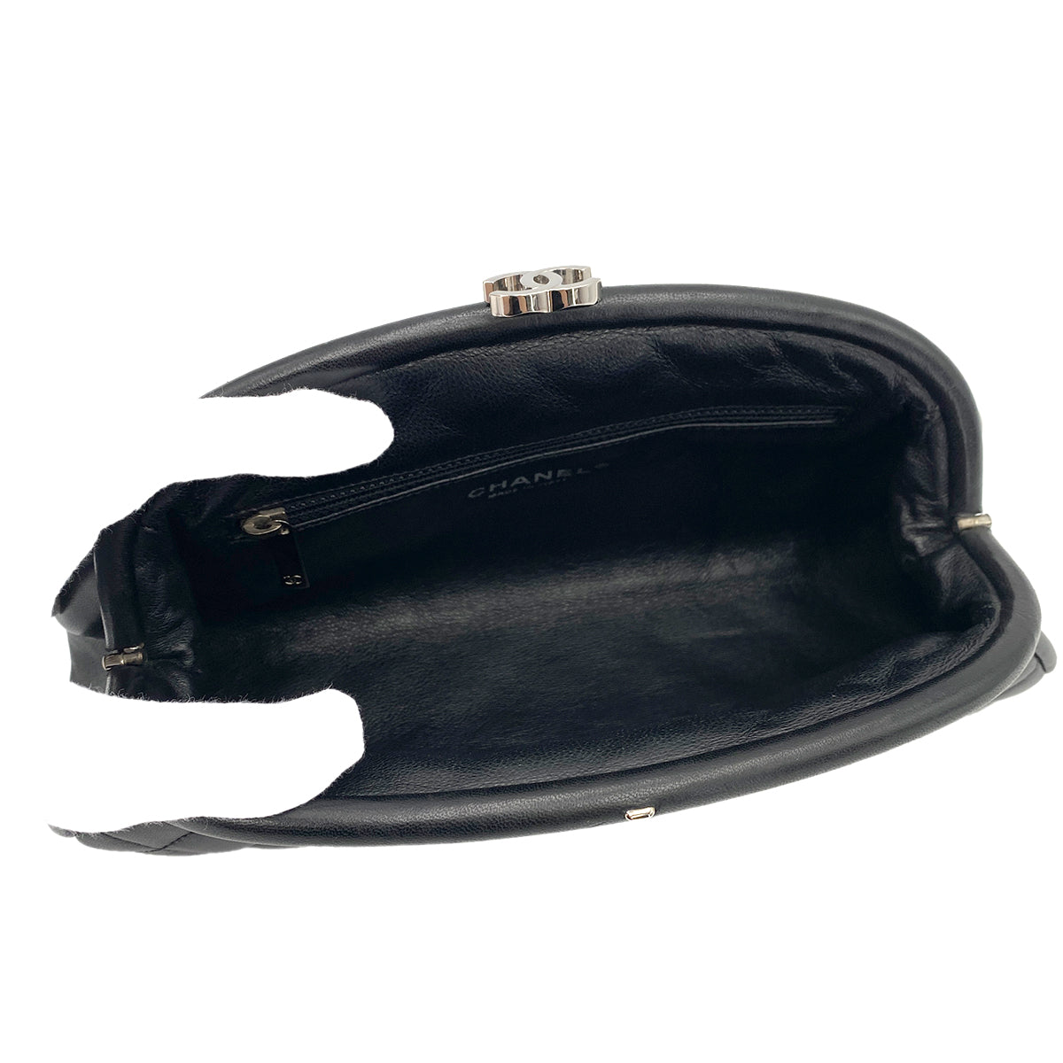 CHANEL VINTAGE CLUTCH BAG BLACK LAMB SKIN 90243886