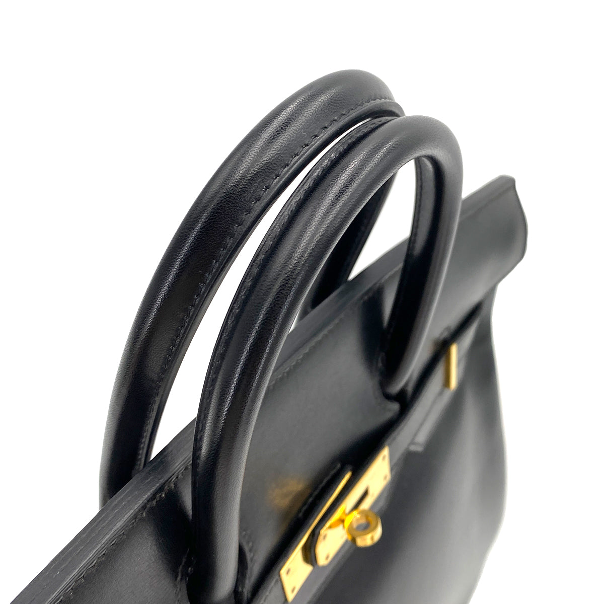 HERMES HAUT A COURROIES 32 BLACK BOX CALF HAND BAG 〇X 90243887