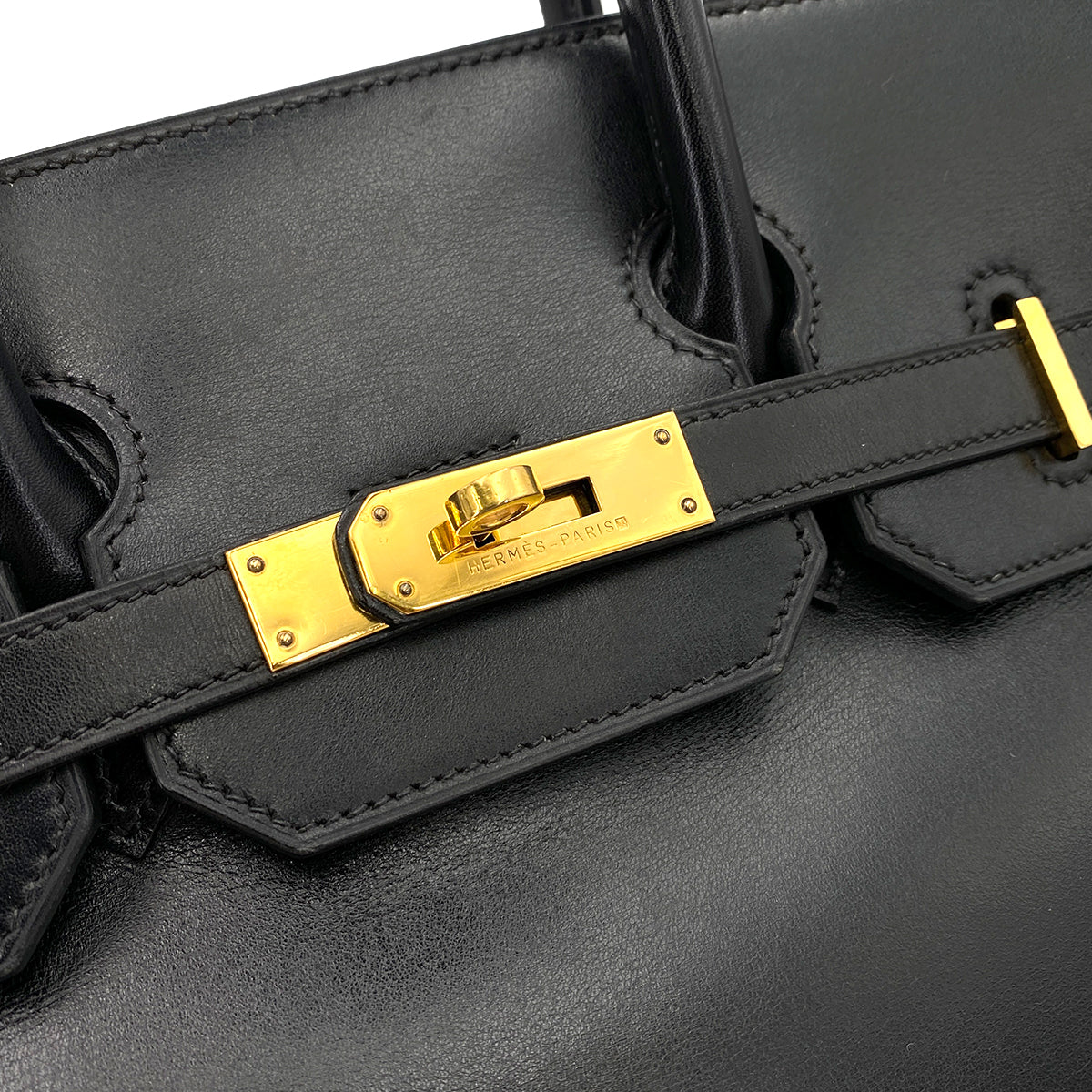 HERMES HAUT A COURROIES 32 BLACK BOX CALF HAND BAG 〇X 90243887