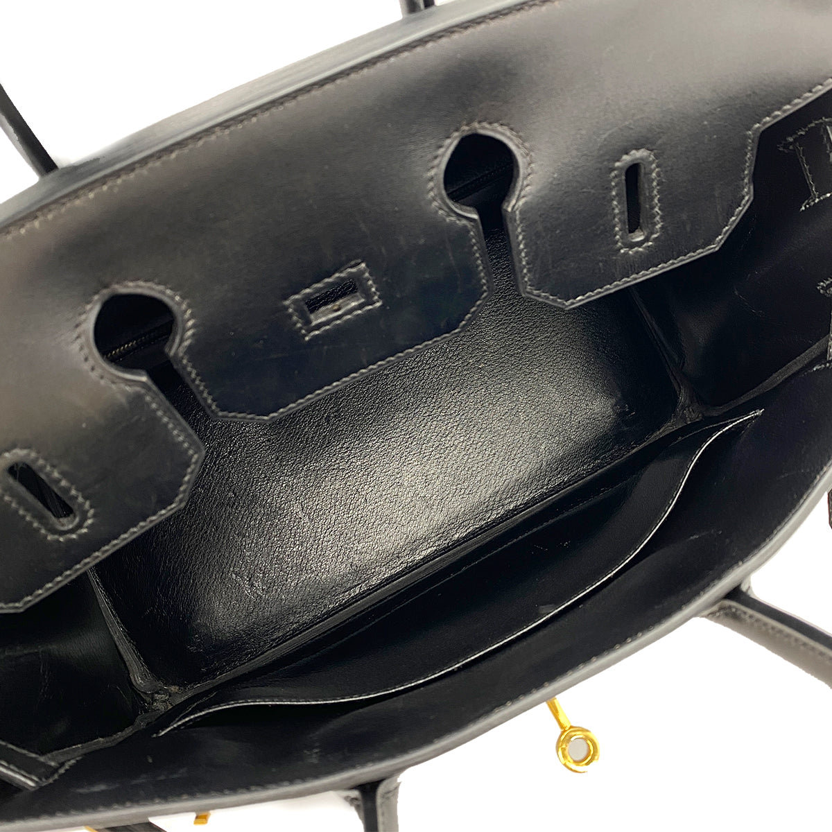 HERMES HAUT A COURROIES 32 BLACK BOX CALF HAND BAG 〇X 90243887
