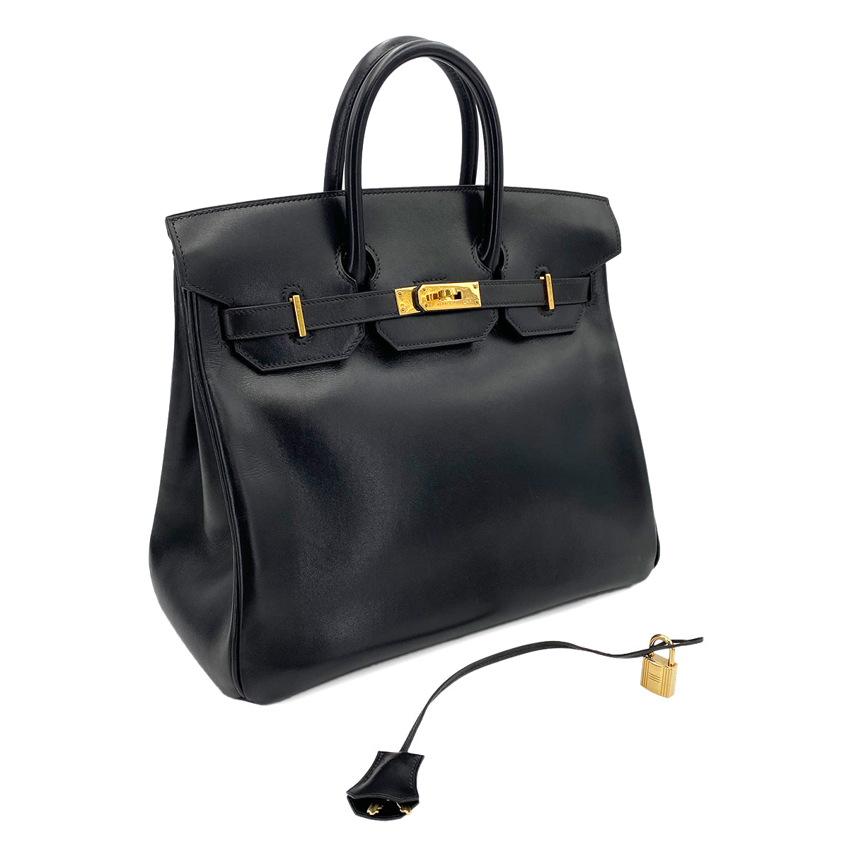 HERMES HAUT A COURROIES 32 BLACK BOX CALF HAND BAG 〇X 90243887