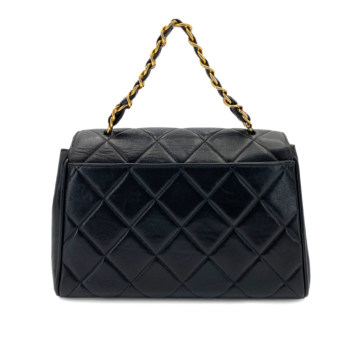 CHANEL VINTAGE MATELASSE CHAIN HAND BAG BLACK LAMB SKIN 90243888