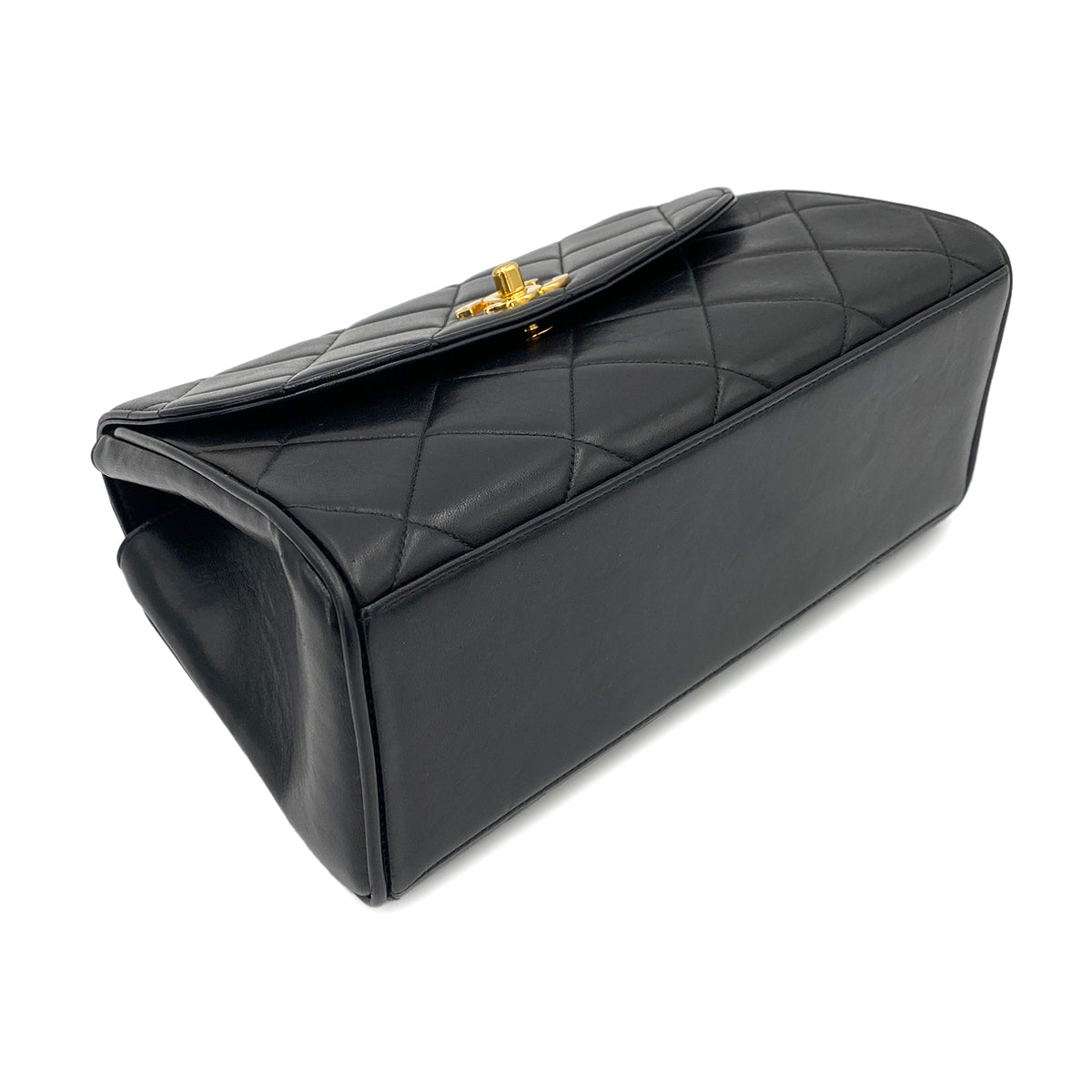 CHANEL VINTAGE MATELASSE CHAIN HAND BAG BLACK LAMB SKIN 90243888