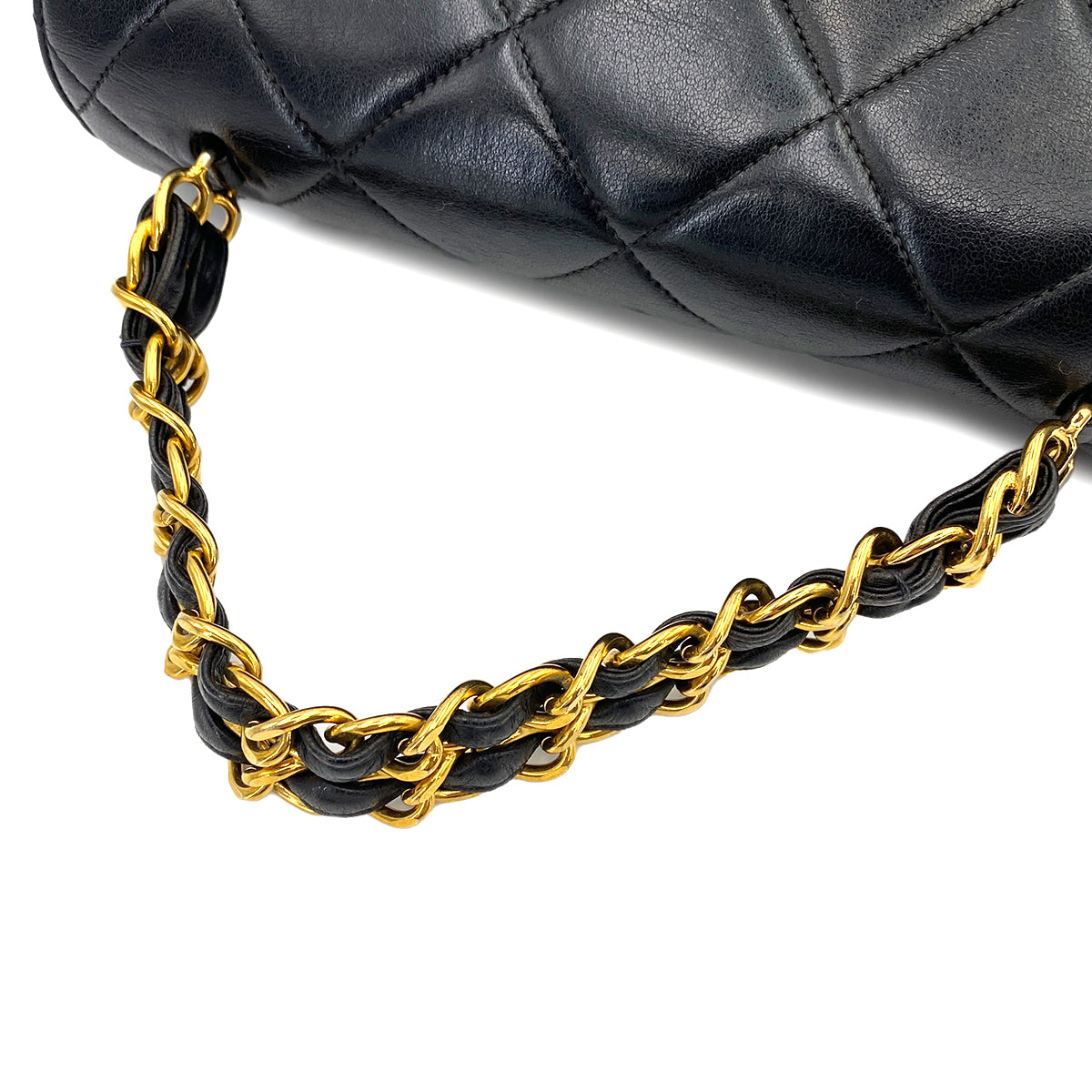 CHANEL VINTAGE MATELASSE CHAIN HAND BAG BLACK LAMB SKIN 90243888