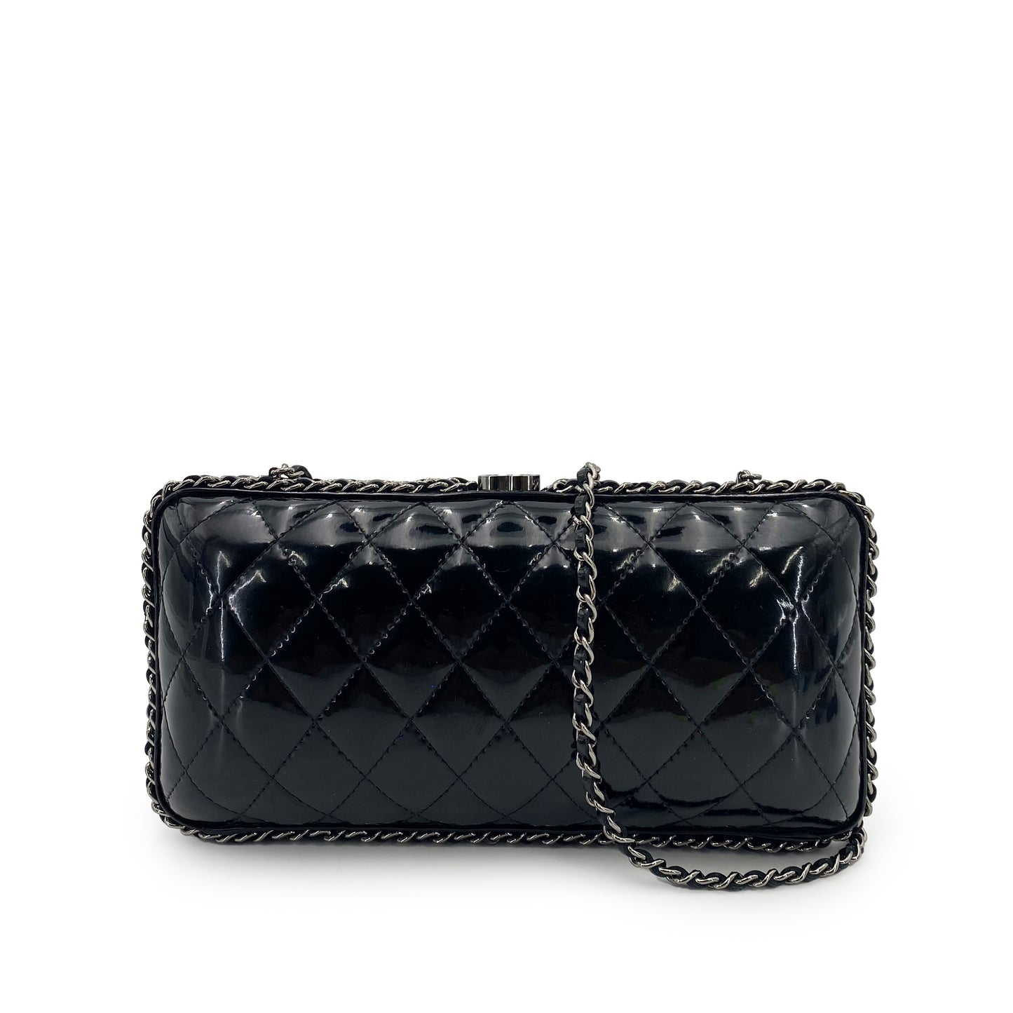 CHANEL MATELASSE CHAIN SHOULDER BAG BLACK ENAMEL 90243889