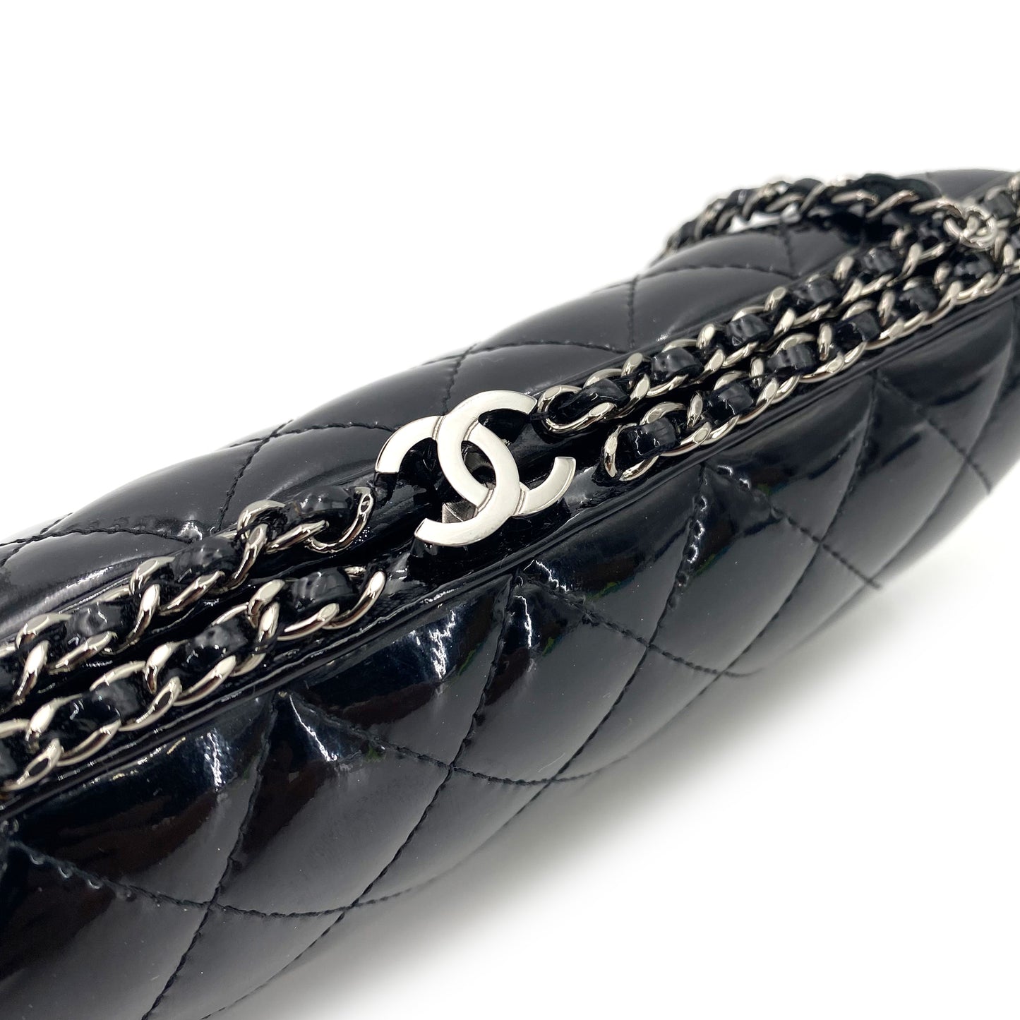 CHANEL MATELASSE CHAIN SHOULDER BAG BLACK ENAMEL 90243889