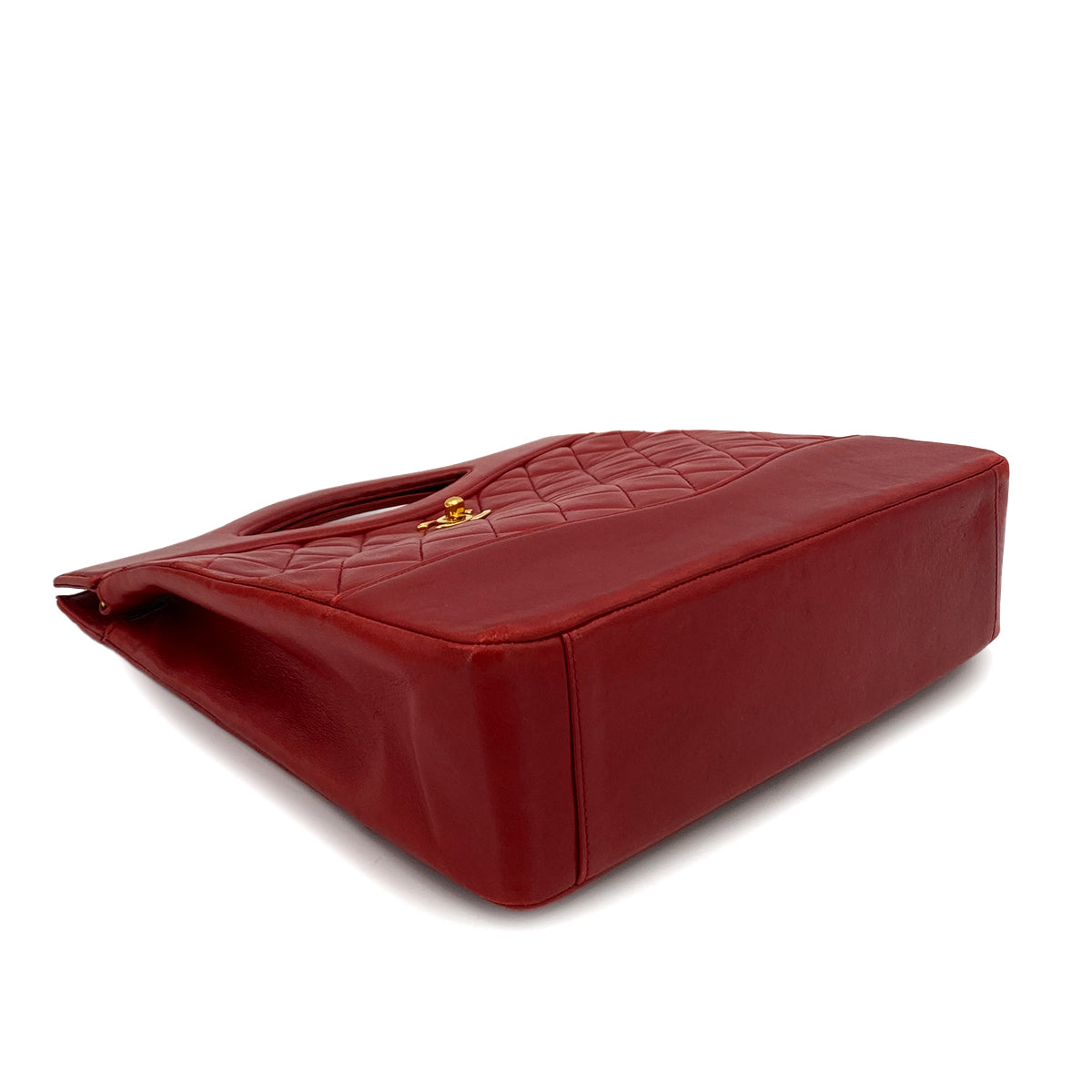 CHANEL VINTAGE MATELASSE HAND SHOULDER BAG RED LAMB SKIN 90244686