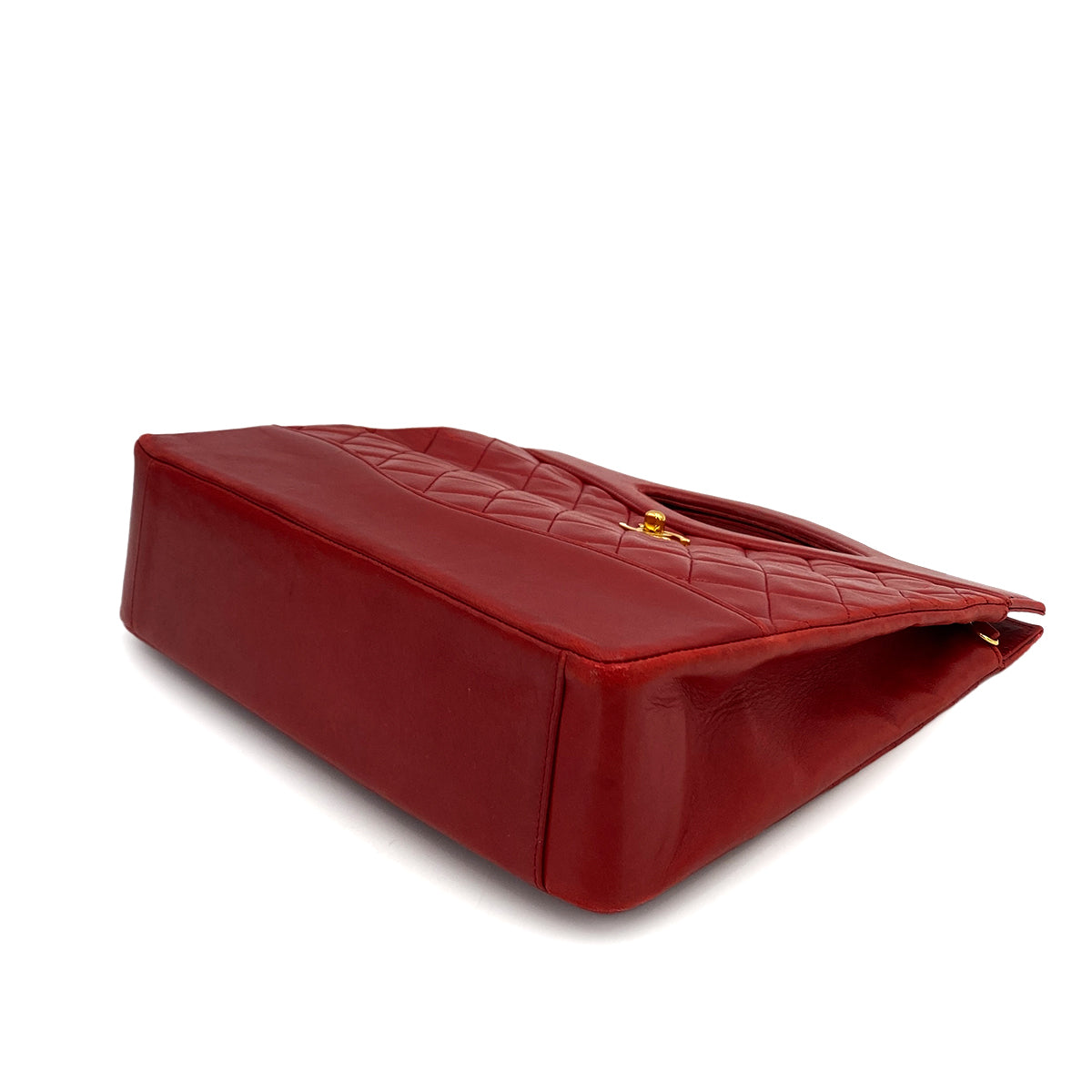 CHANEL VINTAGE MATELASSE HAND SHOULDER BAG RED LAMB SKIN 90244686