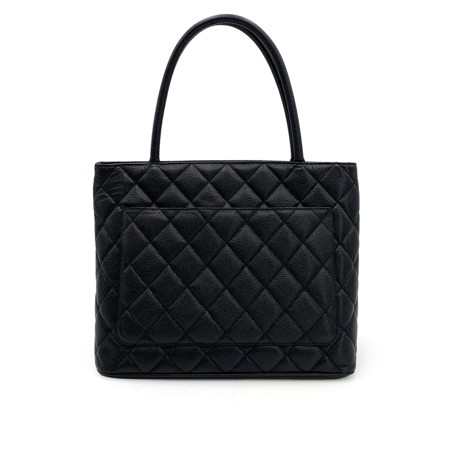 CHANEL VINTAGE MEDALLION TOTE BAG BLACK CAVIAR SKIN 90244691