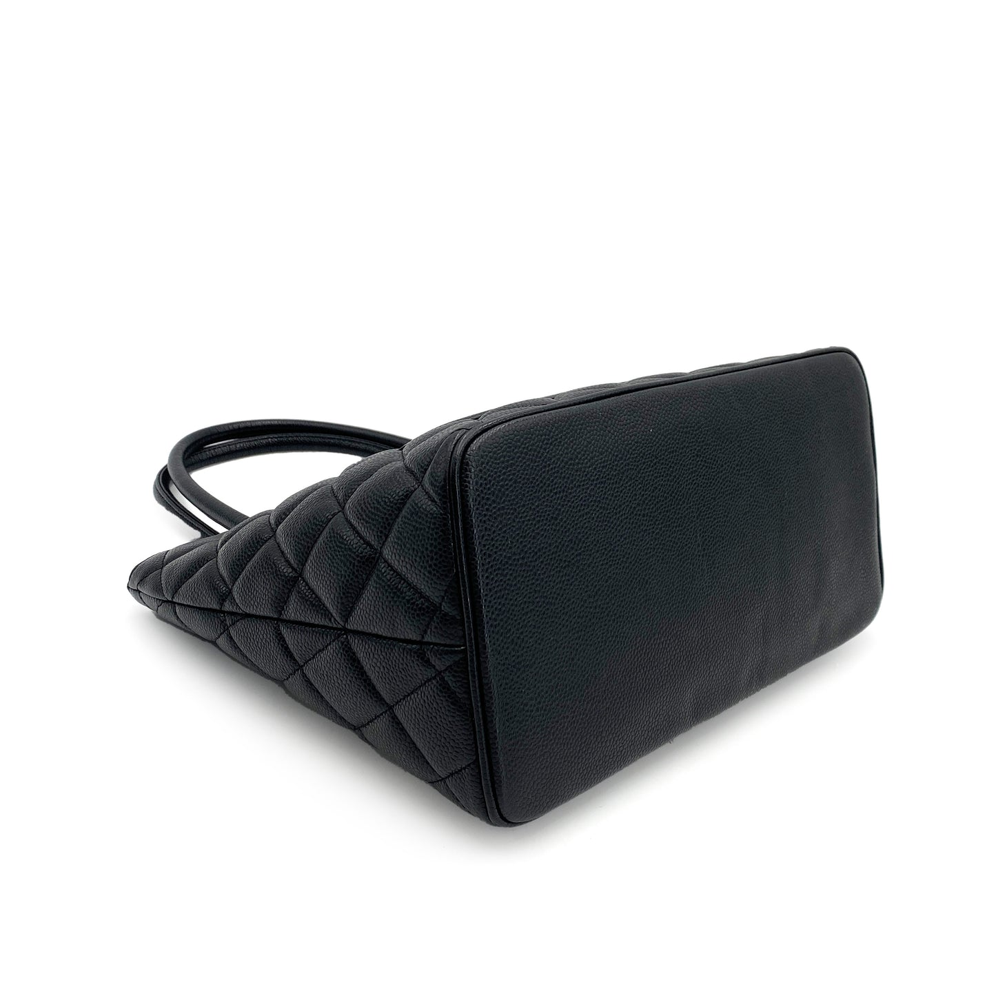 CHANEL VINTAGE MEDALLION TOTE BAG BLACK CAVIAR SKIN 90244691